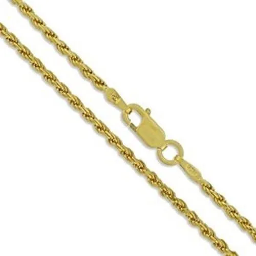 Miniatura 3 de Silvadi Cadena de cuerda de plata de ley 925 chapada en oro amarillo de 22 quilates fabricada en Italia (24), Metal