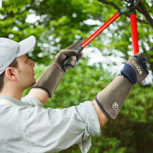 Miniatura 2 de COOLJOB Guantes de jardín de poda de rosas a prueba de espinas para hombre, manga larga, acolchados, para trabajo en el patio, arbusto, mora, Azul