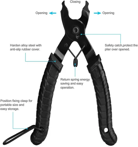 Miniatura 2 de Kit de herramientas de reparación de cadena de bicicleta con alicates de enlace, divisor de cadena y 6 pares de eslabones perdidos para cadenas
