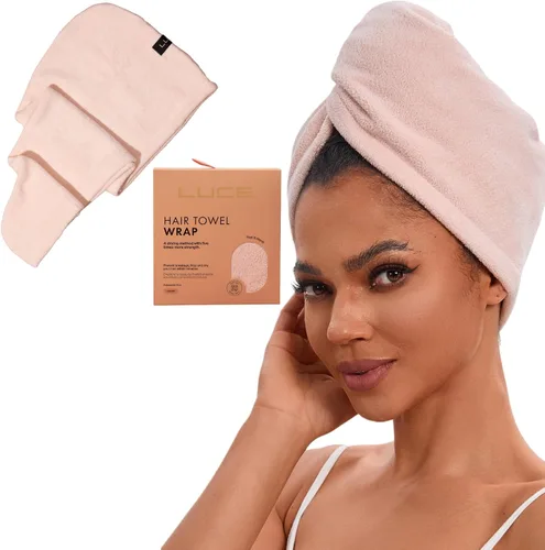 Miniatura 9 de LUCE Toalla para el cabello para mujer, toalla de microfibra de alta calidad de 400 GSM, antiencrespamiento, altamente absorbente, ajustable, gruesa