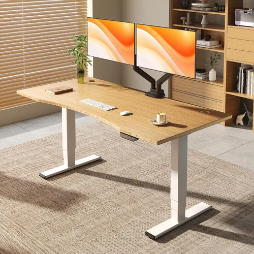 Miniatura 13 de FLEXISPOT E6 MAX - Escritorio de pie de 3 etapas de madera maciza con doble motor de 48 x 24 pulgadas, capacidad de peso de 330 libras, escritorio
