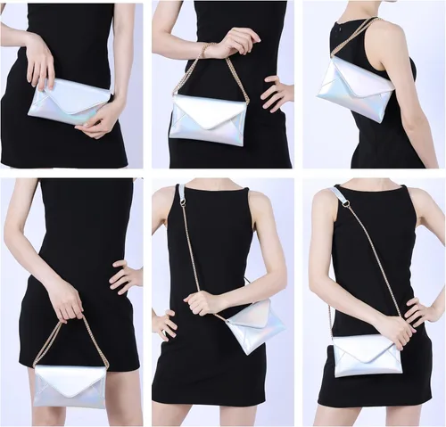 Miniatura 2 de Evevictor Bolso de mano de noche para mujer, bolso cruzado pequeño, bolso de hombro brillante para boda, graduación, fiesta, cita