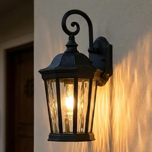Miniatura 12 de Linterna de Pared Exterior, Accesorios de Luz de Pared al Aire Libre Resistente al Agua, Apliques de Porche de Aluminio Marrón con Enchufes E26