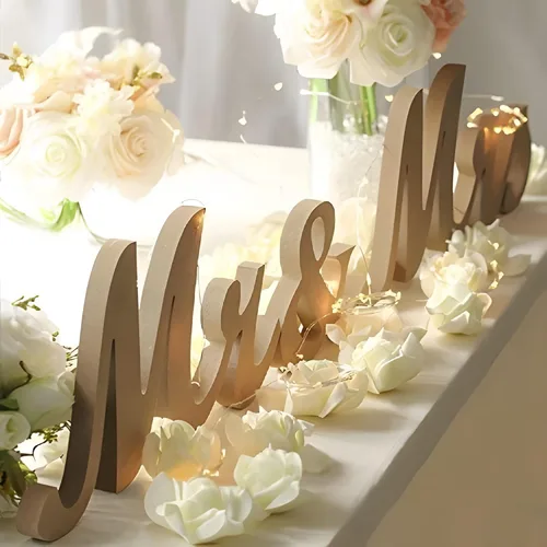 Miniatura 6 de Mr and Mrs Signs - Decoración de mesa de boda, letras independientes de madera para accesorios de fotos, decoración rústica, regalo de fiesta