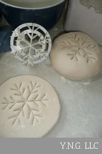Miniatura 2 de YNGLLC Sello de pan dulce mexicano con patrón de copos de nieve, hecho en Estados Unidos, PR4396, color blanco