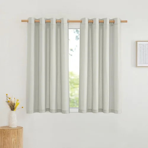 Miniatura 72 de NICETOWN Cortinas de lino natural con textura de lino para dormitorio, mezcla de lino rústica con ojales en la parte superior, semitransparentes