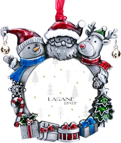 Miniatura 9 de Adornos de árbol de Navidad Laraine – Juego de 3 piezas colgantes decorativos, regalo de recuerdo navideño 2025, colgante con inserto de marco