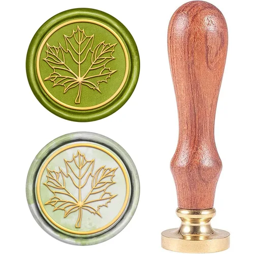 CRASPIRE Sello de cera de hoja de arce, sello botánico de cera de sellado botánico para plantas de 0.98 pulgadas (0.984 in), sello de latón