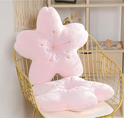 Miniatura 2 de Suave terciopelo de peluche Cojín de flores de cinco estrellas Cojín de trébol de cuatro hojas Sofá Dormitorio Sala de estar Funda de cojín -17 Rosa