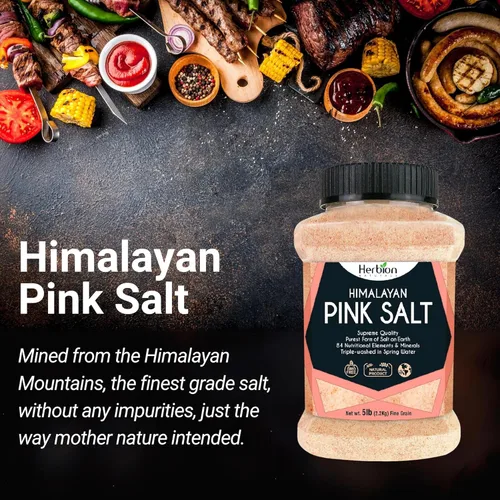 Miniatura 4 de HERBION Naturals - Sal rosa del Himalaya de grano fino en frasco, sin OMG, calidad suprema sin químicos, vegana, certificada Kosher, sal pura