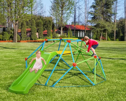 Miniatura 7 de Zupapa Cúpula de escalada con tobogán, capacidad máxima de carga 440 libras, barra de mono de gimnasio de jungla de 8 pies para el patio trasero