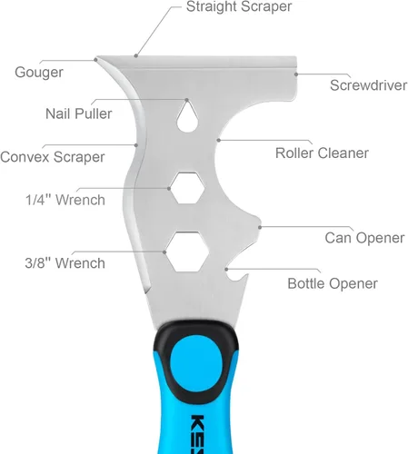 Miniatura 2 de KEZERS Herramienta de Pintor 13 en 1, Raspador de Cuchillo de Masilla de Acero Inoxidable de 3", Herramienta Raspadora de Pintura para Pintura