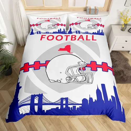 Miniatura 22 de Erosebridal Funda de edredón de fútbol tamaño individual, juego de ropa de cama de fútbol para niños, niños y niñas, funda de edredón con 1 funda