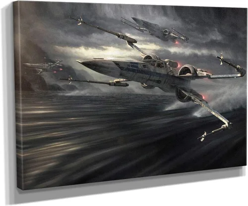 Miniatura 7 de Arte de pared en lienzo de batalla de cazas estelares Arte de pared de naves espaciales futurista de ciencia ficción Arte de pared con tema