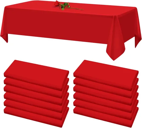 Miniatura 35 de 12 paquetes de manteles blancos, 52 x 52 pulgadas, manteles lavables de poliéster resistentes a manchas y arrugas para mesas cuadradas, mantel