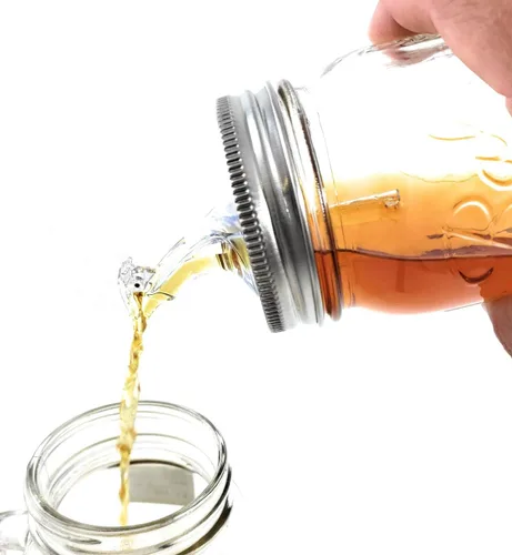 Miniatura 5 de Mason Jar Pour Spouts Stainless With Flap - Para Moonshine y Whisky - Hecho 100% en los Estados Unidos. Boquillas de tarro Mason de flujo libre que