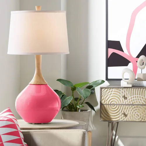 Miniatura 8 de Color + Plus Wexler 31" White Shade Mellow Coral Pink Table Lamp