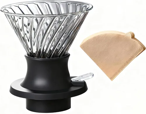 Miniatura 6 de BeeCa Clever - Gotero de café, cafetera de vidrio con control de un solo interruptor para estilos de prensa francesa y goteo, sistema de preparación