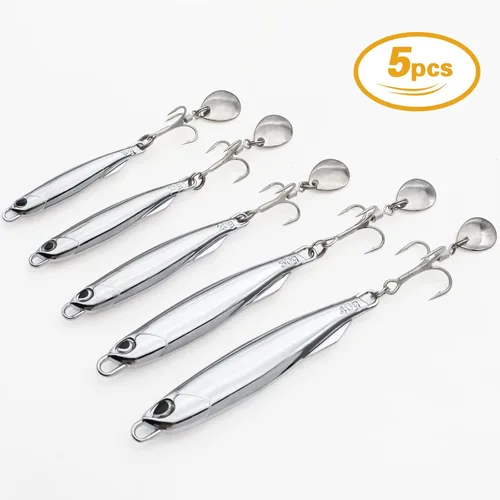 Miniatura 5 de Plantillas de pesca de metal, cucharas de pesca de metal, cebo de hoja giratoria, cuchara de jigging de fundición larga, señuelo vertical duro VIB