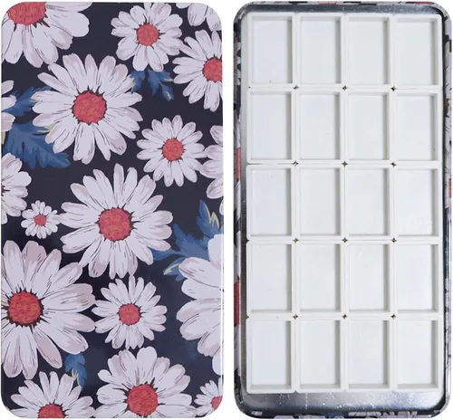 Miniatura 25 de Estuche de lata de paleta de acuarela con 40 piezas de sartenes vacías de plástico blanco con cuadrados magnéticos para transportar - Paleta