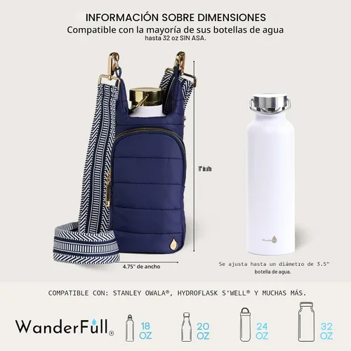 Miniatura 5 de WanderFull® HydroBag® original, se adapta al soporte para botellas de agua de hasta 32 onzas con correa, cuerpo cruzado manos libres, bolsa