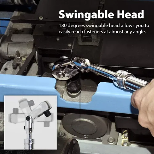 Miniatura 3 de FIRSTINFO F3222NC - Llave de trinquete extensible flexible y con bloqueo de accionamiento de 3/8 pulgadas, reversible, agarre suave con acción