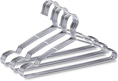 TIMMY Paquete de 30 perchas de alambre de acero inoxidable de 16.5 pulgadas, resistentes y antideslizantes, para ahorrar espacio