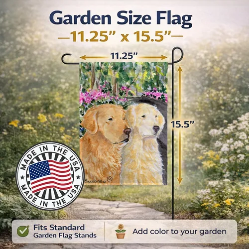 Miniatura 3 de Caroline's Treasures SS8974GF - Bandera decorativa para jardín con diseño de Golden Retriever para jardín, jardín, jardín, multicolor Golden