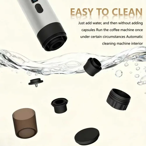 Miniatura 6 de Cafetera portátil, cafetera recargable USB-C de 15 bar, mini cafetera eléctrica para campamento, viajes, coche y oficina (naranja)