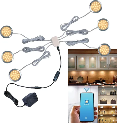 Miniatura 9 de Luces LED inteligentes de disco, iluminación regulable debajo del gabinete con control de aplicación Bluetooth, sincronización de música