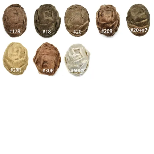 Miniatura 181 de Toupee para hombres nudos blanqueados hombres toupee hairpieces europeo virgen sistema de reemplazo de cabello humano suave encaje francés hombres