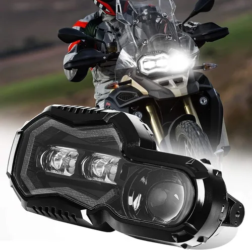 AUDEXEN - Conjunto de faros LED de 200W con ojos de ángel DRL de haz alto/bajo compatible con BMW F800GS F800GS Adventure F700GS F650GS