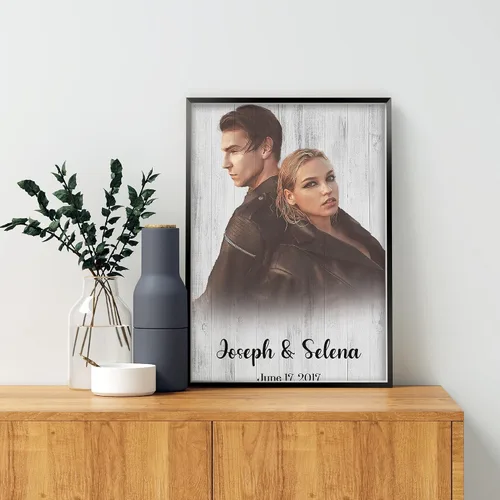 Miniatura 5 de Awesometik Regalos de boda personalizados para parejas, pintura en madera, retrato de boda, regalo de despedida de soltera, regalo de foto
