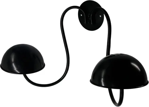 Miniatura 3 de Owlgift Moderno estante de metal montado en la pared para sombreros/peluca soporte de exhibición con 2 ganchos circulares para sombreros, color negro