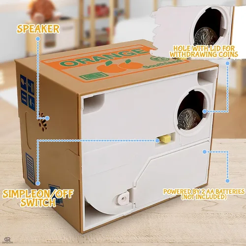 Miniatura 3 de Novedoso banco de monedas para adultos, caja de ahorro de dinero para gatos blancos, decoración de escritorio de oficina en casa, marrón, naranja
