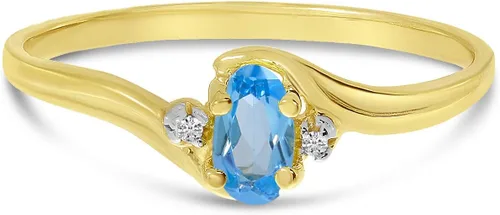Miniatura 8 de Anillo ovalado de oro amarillo de 14 k con topacio azul y diamantes