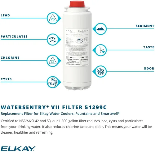 Miniatura 2 de Elkay 51299c_2PK WaterSentry VII - Conjunto de filtro de repuesto para enfriador (paquete de 2), 3.2 x 3.2 x 12 pulgadas, color blanco