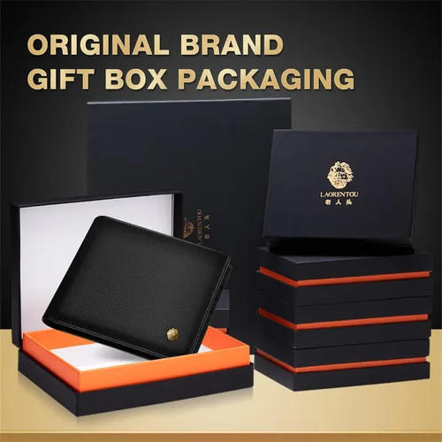 Miniatura 13 de LAORENTOU Billeteras de cuero genuino para hombre, billeteras plegables con cremallera, bolsillo para monedas, casual, cartera delgada