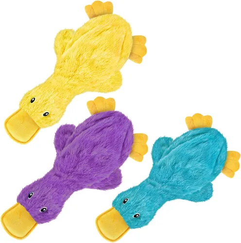 Miniatura 15 de Best Pet Supplies - Juguetes para cachorros y perros adultos, crujen y hacen chirridos, pato, rosa claro Pato arrugado (rosa claro)