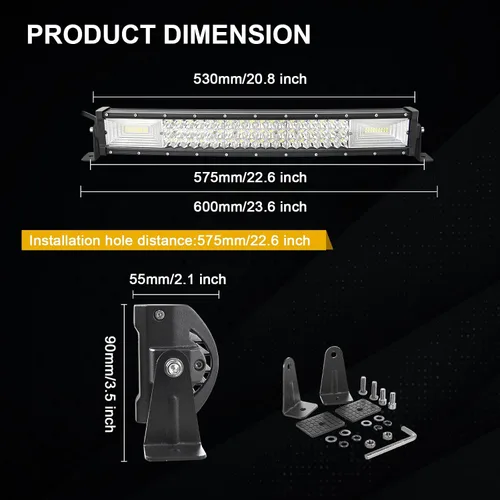 Miniatura 5 de RIGIDON - Barra de luz LED curva de 22 pulgadas, 270 W, triple fila, combo de inundación y foco, 27000 lm, barra de luz impermeable para conducir