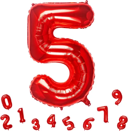 Miniatura 13 de Globos rojos de 32 pulgadas con el número 1 de aluminio para decoración de fiesta de cumpleaños (globo rojo número 1)