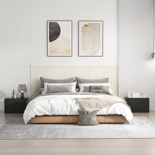 Miniatura 9 de Giantex Cajones apilables para armario, cómoda corta de 2 cajones, cubo de almacenamiento multiusos con almohadillas antiarañazos, dispositivos Negro