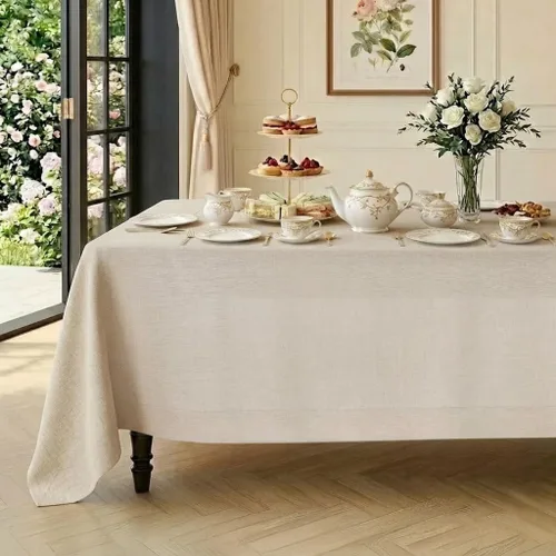 Miniatura 12 de Classic Linen™ by D'Moksha - Mantel rectangular de 54 x 72 pulgadas, 100% lino puro, lavable a máquina para comedor, Día de la Madre, primavera
