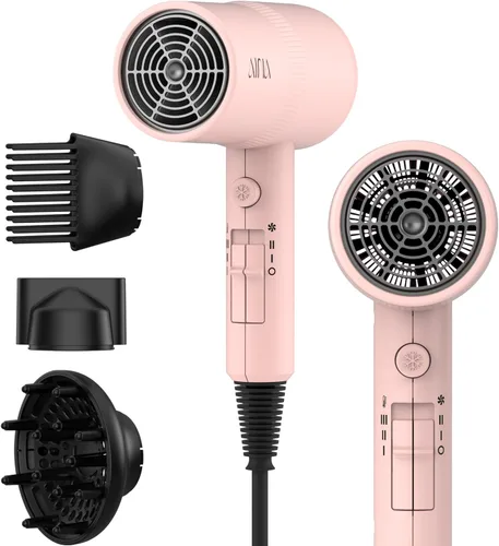 Miniatura 25 de AINA Secador de pelo con difusor, peine Secador de pelo para mujer, compacto, profesional, secado iónico Botón de disparo frío 110V/ALCI