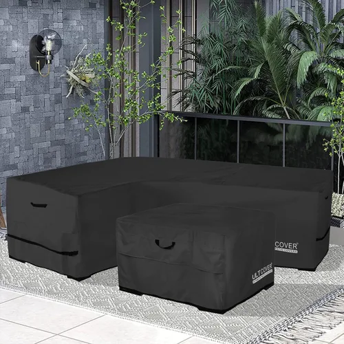 Miniatura 6 de ULTCOVER Funda de sofá modular para patio en forma de L con orientación a la izquierda, impermeable para muebles de sección exterior de 4 plazas