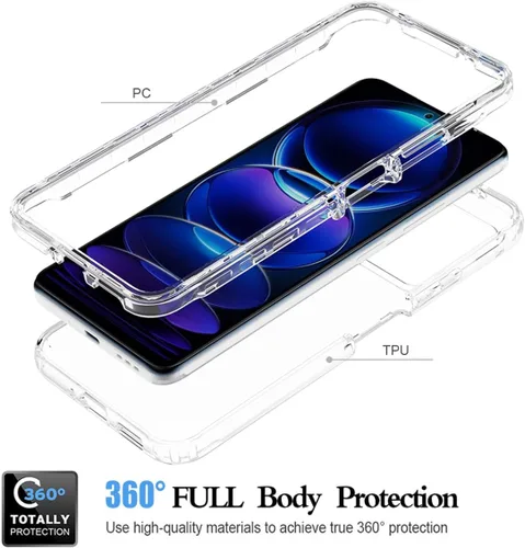 Miniatura 3 de Funda para Redmi Note 12 5G, Poco X5 5G 22111317PG con protector de pantalla de vidrio templado, protección de cuerpo completo transparente 360 duro