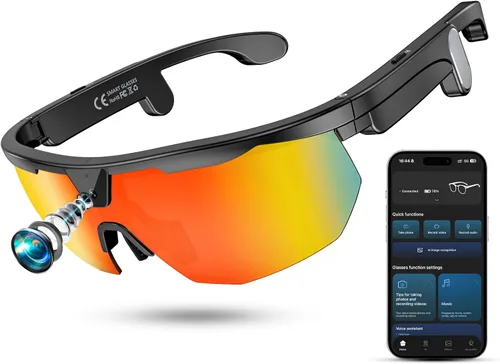 Mingtawn Gafas inteligentes con cámara 4K HD antivibración y altavoces estéreo 3D | Gafas de sol deportivas polarizadas UV400 | Gafas de sol AI