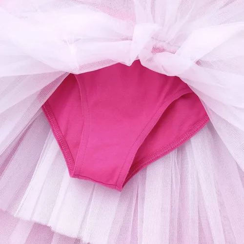 Miniatura 5 de AFAVOM Vestido de ballet de lentejuelas para niñas pequeñas, tutú con falda de tutú de flores con purpurina, leotardo de bailarina, ropa de baile