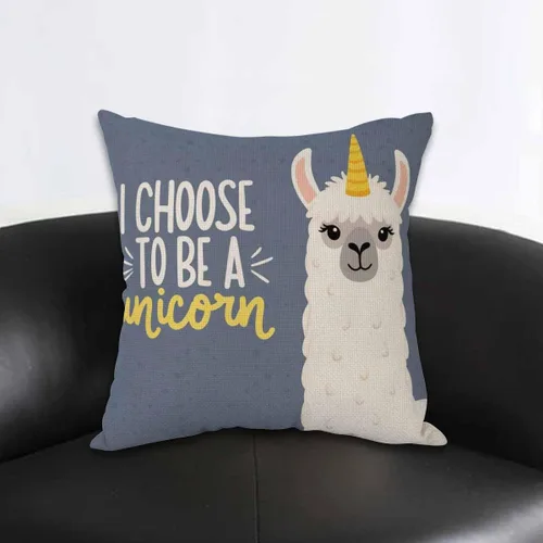 Miniatura 3 de AOYEGO Funda de almohada con diseño de llama, I Choose to Be A Unicorn Cute Cartoon Alpaca Furry Animal Portrait Comic Funda de almohada decorativa
