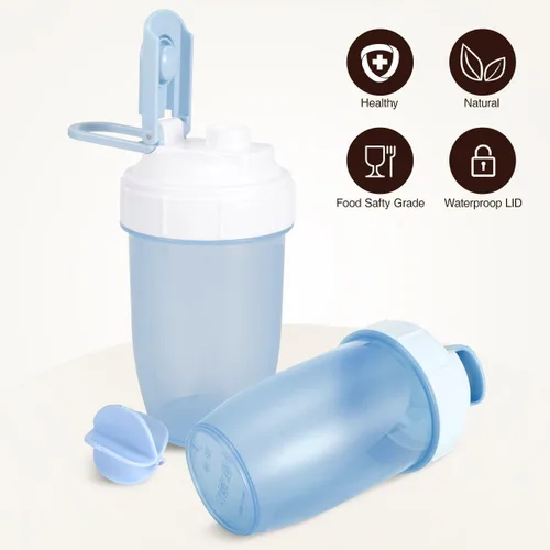 Miniatura 4 de D.Y.A Botella agitadora de 16 onzas, coctelera deportiva a prueba de fugas para batidos de proteínas, preentrenamiento y viajes, sin BPA, azul